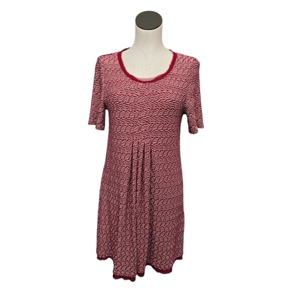 Maeve Anthropologie Wavy Textured Red‎ and White Striped Mini Dress Size Medium - Picture 1 of 11